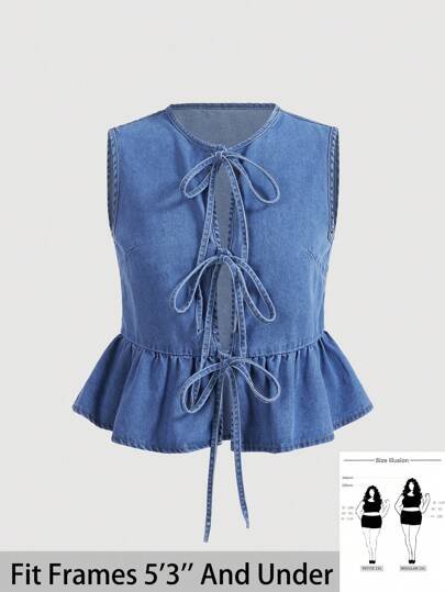 Plus Size Denim Tops 1XL (sz2411161312641262)